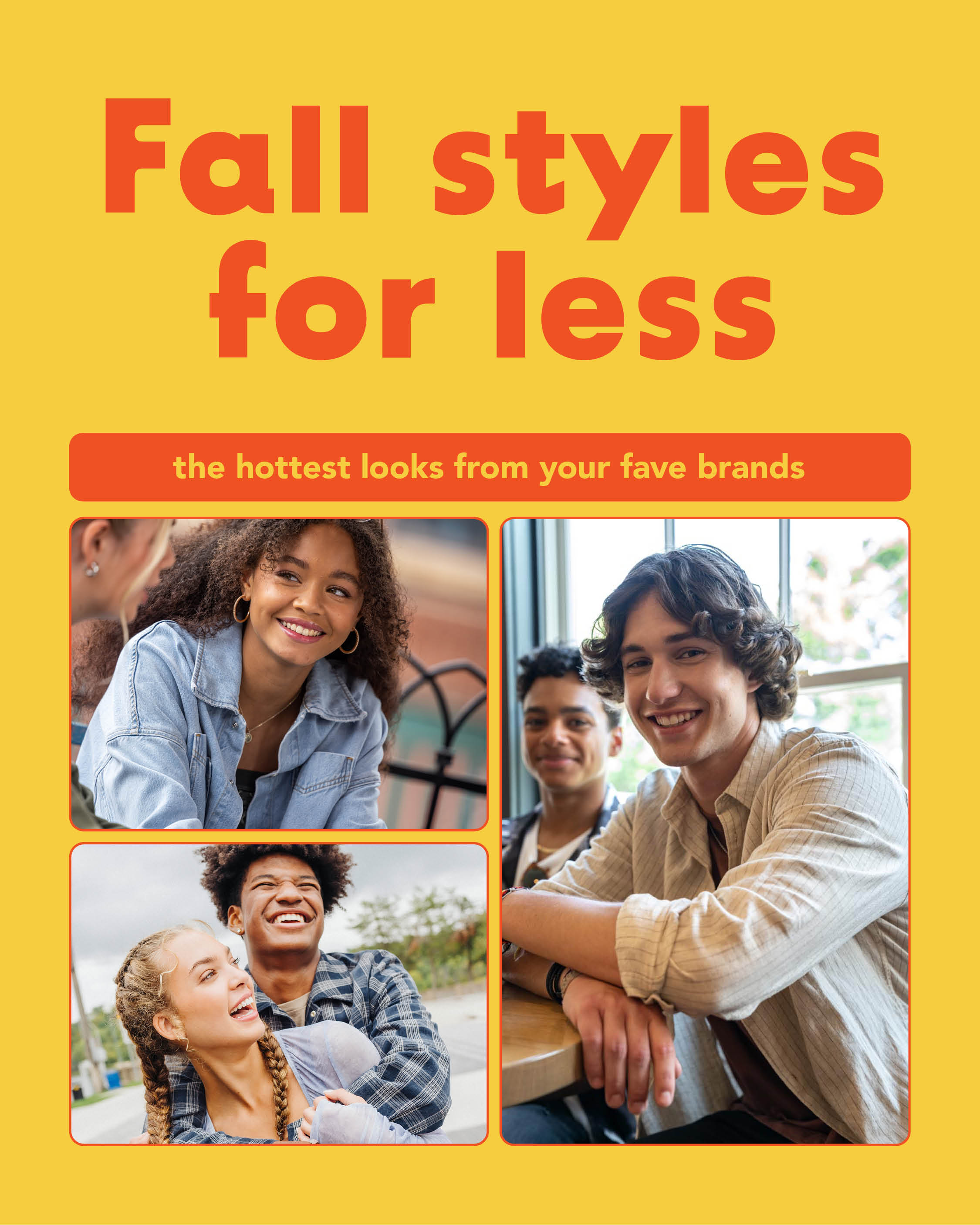 Young and happy teens in stylish fall clothing